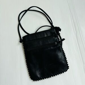 Vintage L.J.S. Collection Black Leather Crossbody Bag